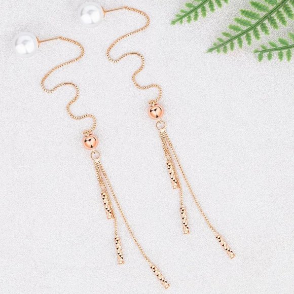 925 sterling silver high quality pearl long tassel earrings for Woman J584
